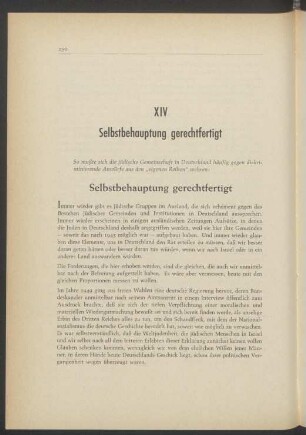 XIV Selbstbehauptung gerechtfertigt