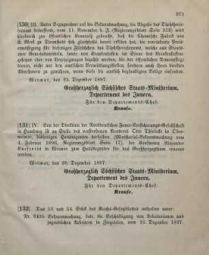 131. Ministerial-Bekanntmachung, betreffend Wechsel in der Hauptagentur der Nordeutschen Feuer-Versicherungs-Gesellschaft in Hamburg