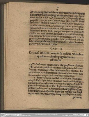 Caput II. De causa efficiente remota & quibus rationibus quaestiones cum impugnentur tum afferantur