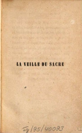 La veille du sacre
