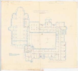 Benediktinerabtei St. Mauritius, Clerf (Clervaux): Grundriss des ersten Obergeschosses (Türen) 1:100