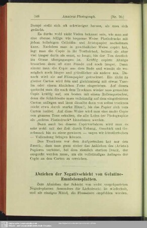 Abziehen der Negativschicht von gelatine-Emulsionsplatten