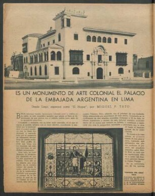 Es un monumento de arte colonial: el Palacio de la Embajada Argentina en Lima
