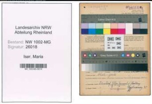 Entnazifizierung Maria Iser , geb. 26.06.1907 (Kuechenhilfe)
