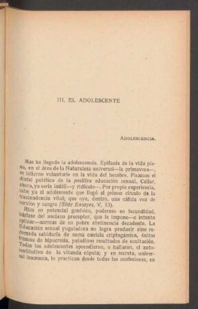 III. El adolescente
