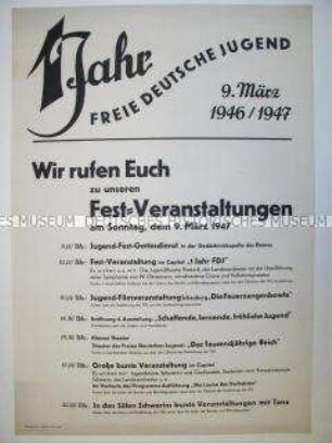 Maueranschlag mit Programm "1 Jahr FDJ in Schwerin"