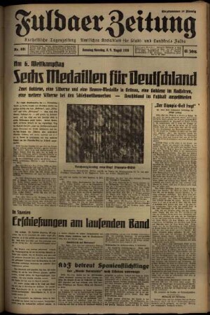 Erste Ausgabe vom Sonntag, den 09. August 1936.