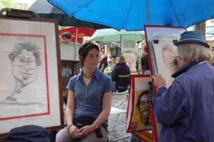 Paris - Menschen in der City : Maler und Modell am Place du Tertre, Montmartre. Paris, 2006