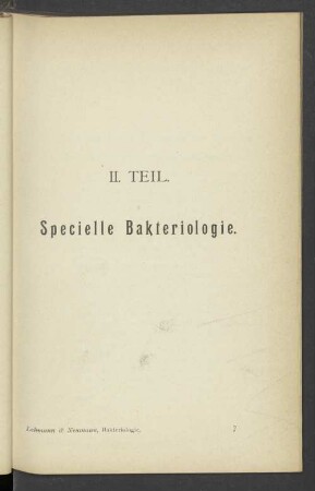 II. Teil. Specielle Bakteriologie.