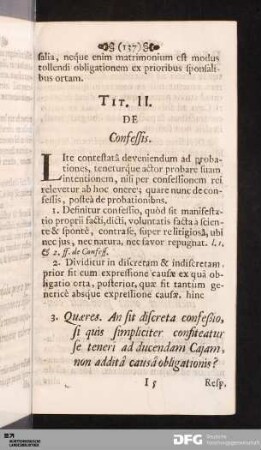 Tit. II. De Confessis.