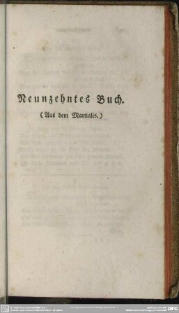 Neunzehntes Buch. (Aus dem Martialis)