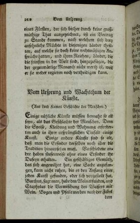 Vom Ursprung und Wachsthum der Künste
