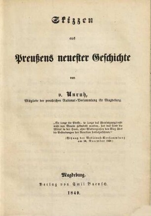 Skizzen aus Preußens neuester Geschichte