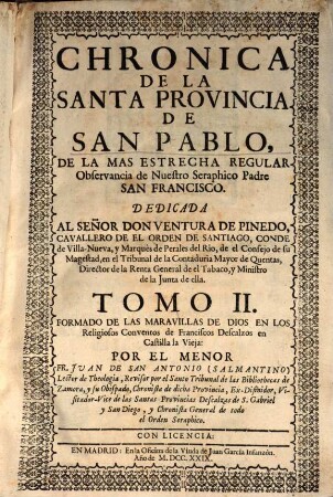 Francisco Descalzos En Castilla La Vieja, Chronica De La Santa Provincia De San Pablo ..., 2