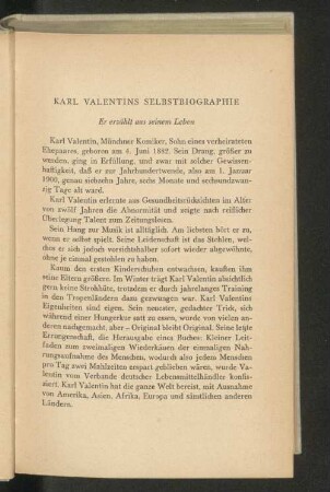Karl Valentins Selbstbiographie