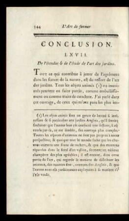 LXVII. De l'étendue & de l'étude de l'art des jardins.