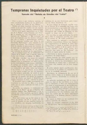 Tempranas Inquietudes por el Teatro (*) : Tomado del "Boletin de Estudios del Teatro"