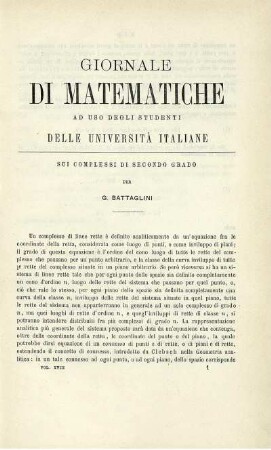 Sui complessi di secondo grado.