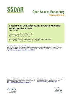 Bestimmung und Abgrenzung innergemeindlicher zentralörtlicher Cluster