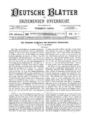Die formalen Aufgaben des deutschen Unterrichts : (Fortsetzung)