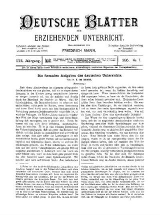 Die formalen Aufgaben des deutschen Unterrichts : (Fortsetzung)