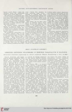 19: Odkrycie gotyckiej polichromii w kościele parafialnym w Haczowie : (Streszczenie komunikatu wygłoszonego na zebraniu naukowym Oddziału Warszawskiego w dniu 10. I. 1956 r.)