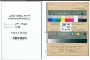 Entnazifizierung Rudolf Kasten , geb. 06.12.1909 (Bahnbeamter)