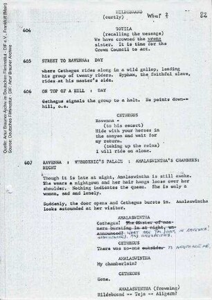 Englisches Drehbuch (Fassung vom 02.1968, Auszug), mit handschriftlichen Korrekturen 12.08.1968