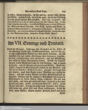 Am VII. Sonntage nach Trinitatis