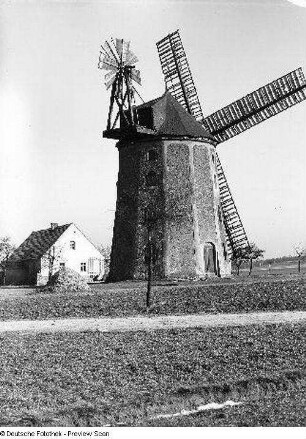 Mühlengehöft und Turmwindmühle : Zottewitz (bei Großenhain). Mühlengehöft und Turmwindmühle
