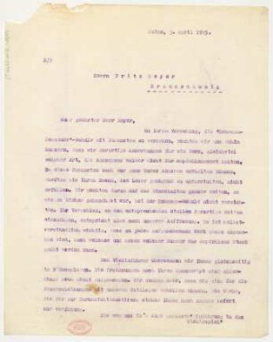Brief an Fritz Meyer : 03.04.1925
