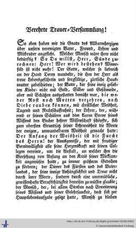 Verehrte Trauer-Versammlung!