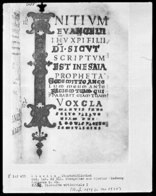 Evangeliar aus Kloster Windberg — Initialseite I(nitium evangelii), Folio 50recto