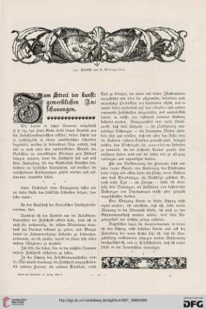Zum Streit der kunstgewerblichen Anschauungen