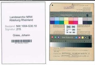 Entnazifizierung Johann Grass , geb. 07.05.1898 (Maschinist)
