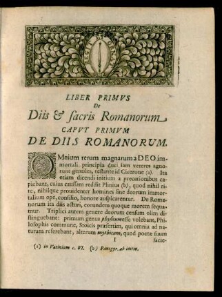 Caput Primum De Diis Romanorum