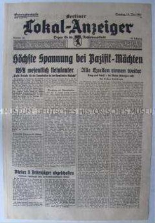 Tageszeitung "Berliner Lokal-Anzeiger" u.a. über den Seekrieg im Pazifik