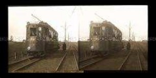 Beschädigter Wagen der Zweigbahn Lodz-Zgiers