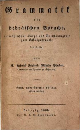 Grammatik der hebräischen Sprache