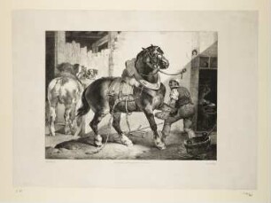 Französischer Hufschmied, aus: "Etudes de chevaux"