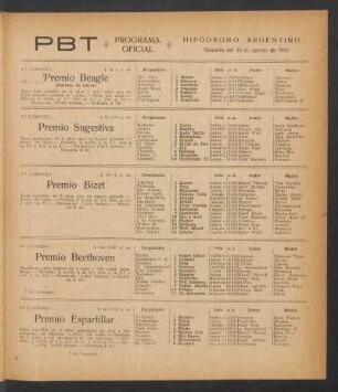 Hipódromo Argentino - Programa oficial