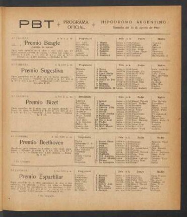 Hipódromo Argentino - Programa oficial