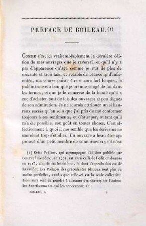 Oeuvres de Boileau-Despréaux, Tome premier