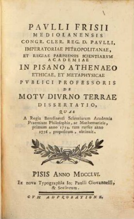 De motu diurno terrae dissertatio