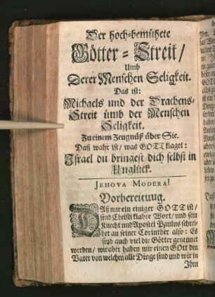 Der Hoch-bemühete Götter-Streit/ Umb Derer Menschen Seligkeit.