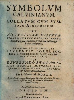 Symbolum Calvinianum, collatum cum symbolo apostolico
