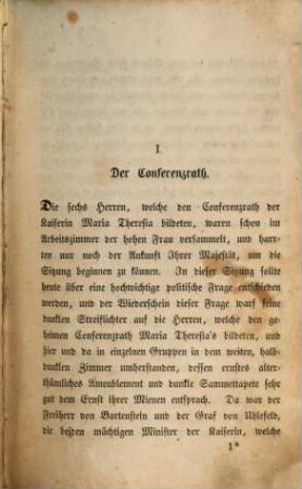 Kaiser Joseph der Zweite und sein Hof : historischer Roman in 3 Abteilungen, 1,1. Kaiser Joseph und Maria Theresia
