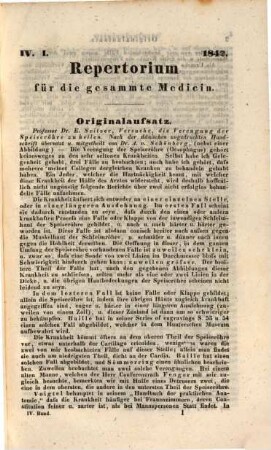 Repertorium für die gesammte Medicin, 1842,4