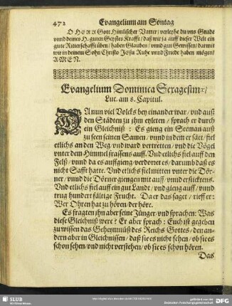 Evangelium Dominica Sexagesimae, Luc. am 8. Capitul
