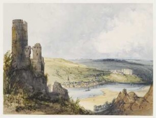 Flusslandschaft mit Burgruine